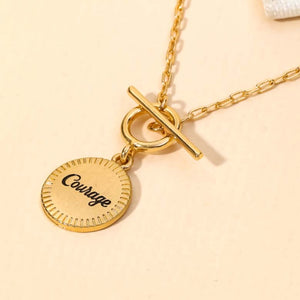 Courage Coin Disc Toggle Chain Necklace