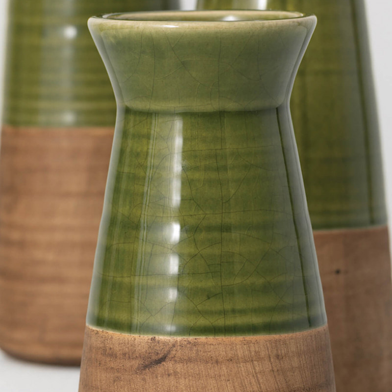 TWO-TONED BUD VASE - Green & Brown