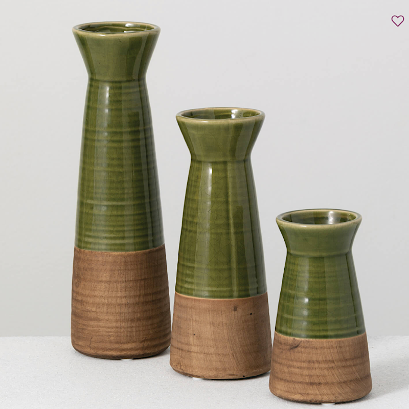 TWO-TONED BUD VASE - Green & Brown
