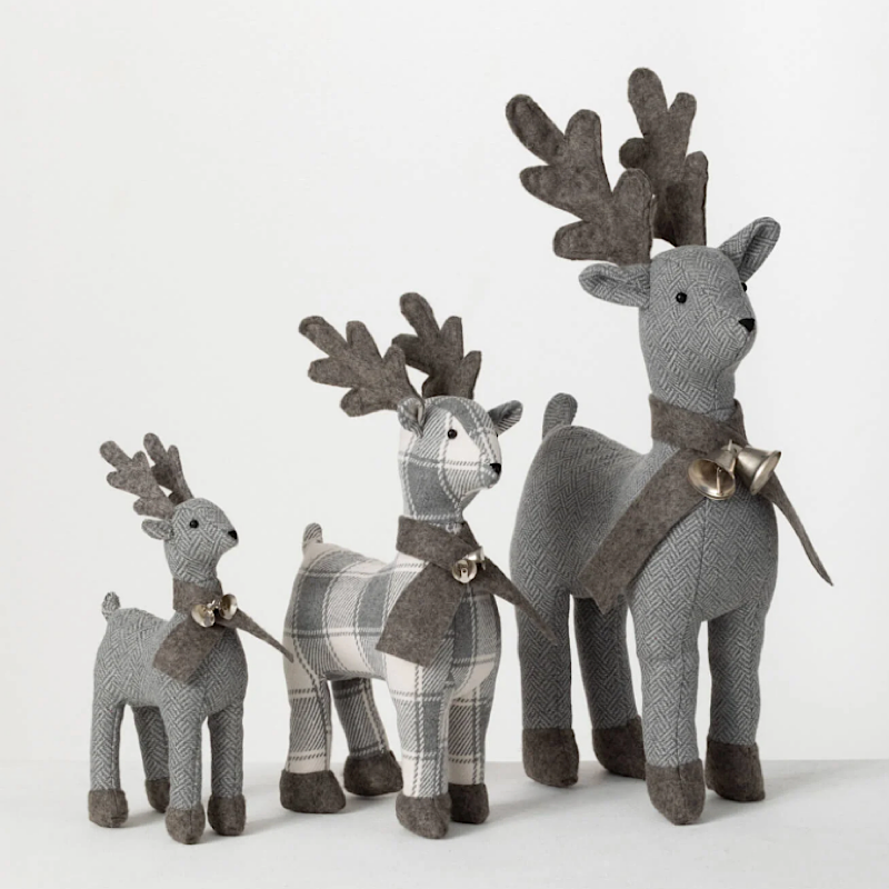 FABRIC REINDEER WITH BELLS