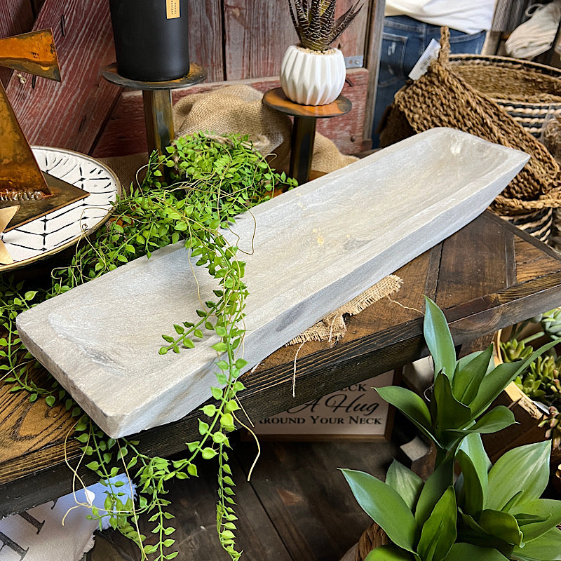 Grey Paulownia Wood Rectangle Tray - CB