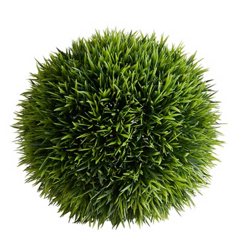 Faux grass aesthetically set in a large ball.