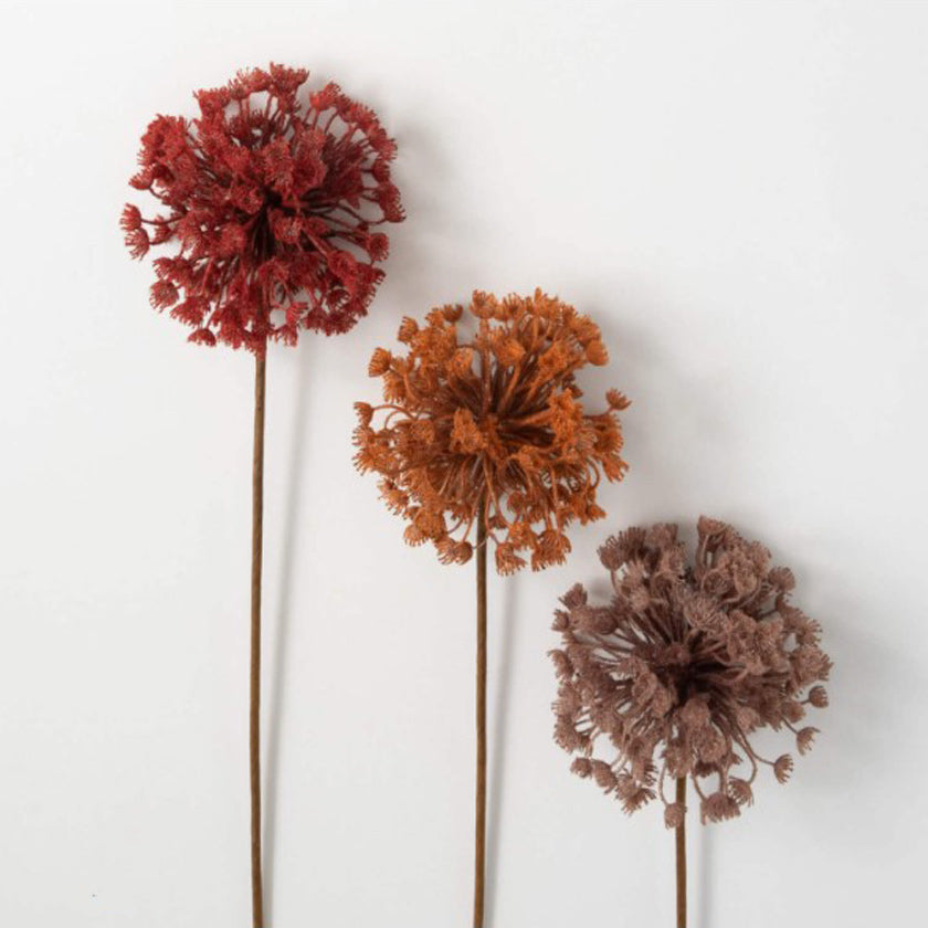 These delightful Queen Anne's lace plants make it easy to enhance your home with simple style. Measuring 41" tall, this trio of rich rustic-hued plants pair amazingly with dried arrangements, fall bouquets or any design that features natural tones. Their spherical orb shape make an unmistakable statement.  Dimensions:
8"L x8"W x28"