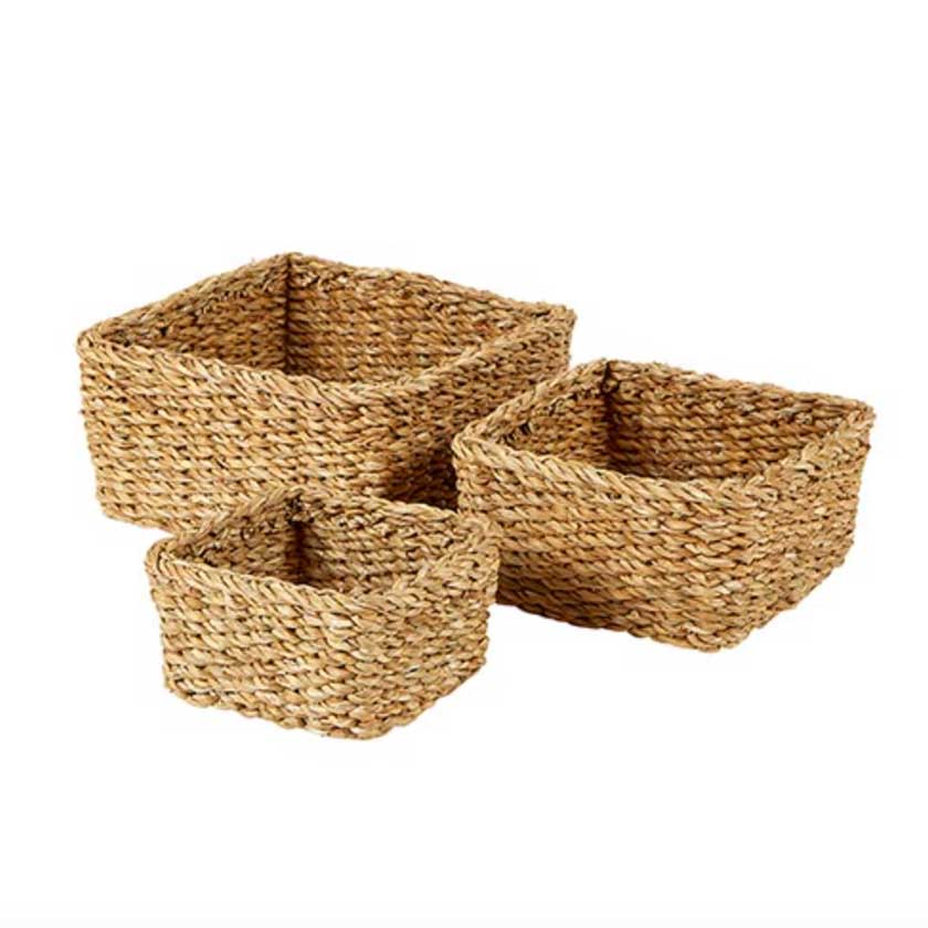 Small square seagrass basket