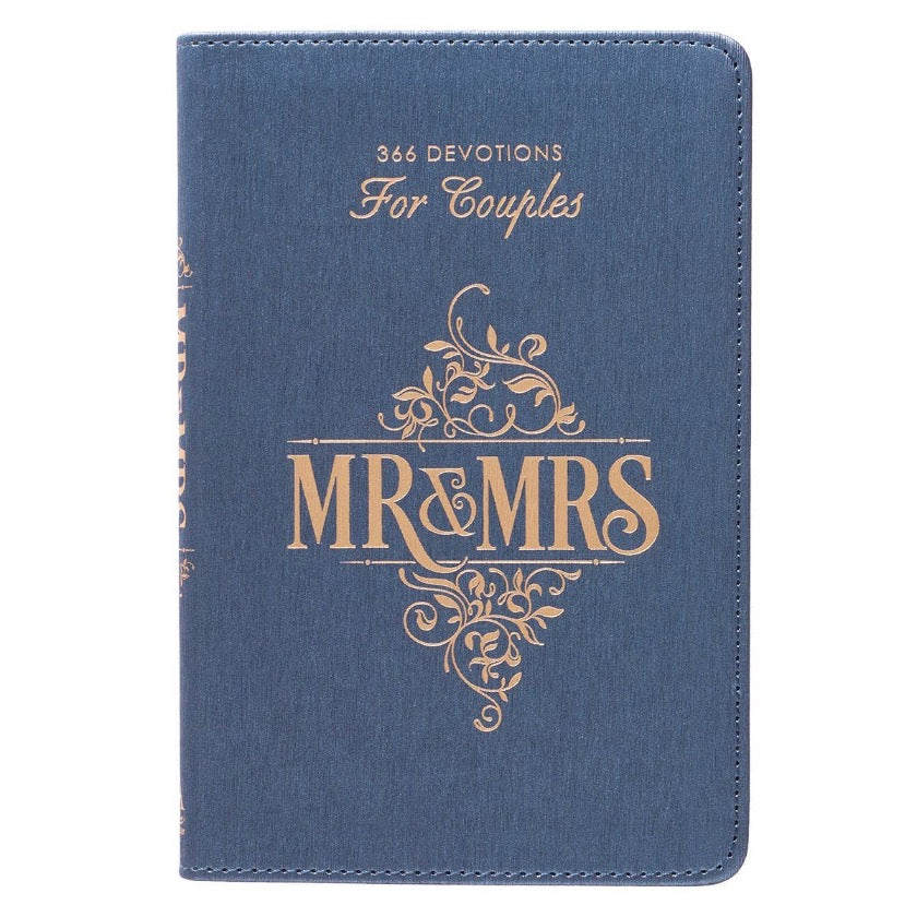 Christian Art Gifts - Mr. & Mrs. 366 Devotions for Couples Blue Faux Leather Devotional | The Shops SD