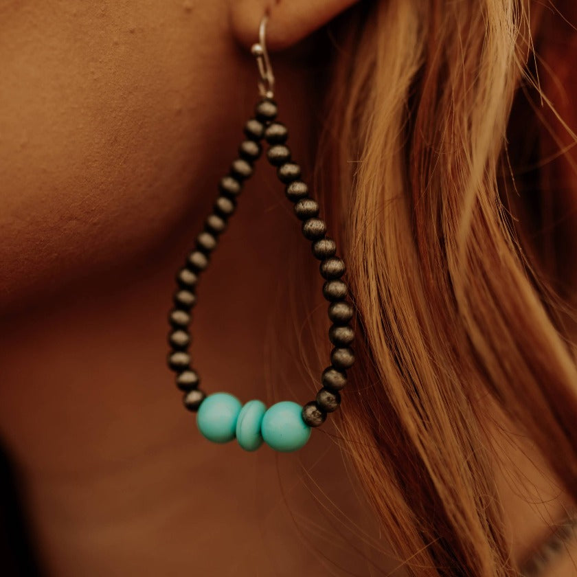 Faux Pearl and Turquoise Drop Earrings 