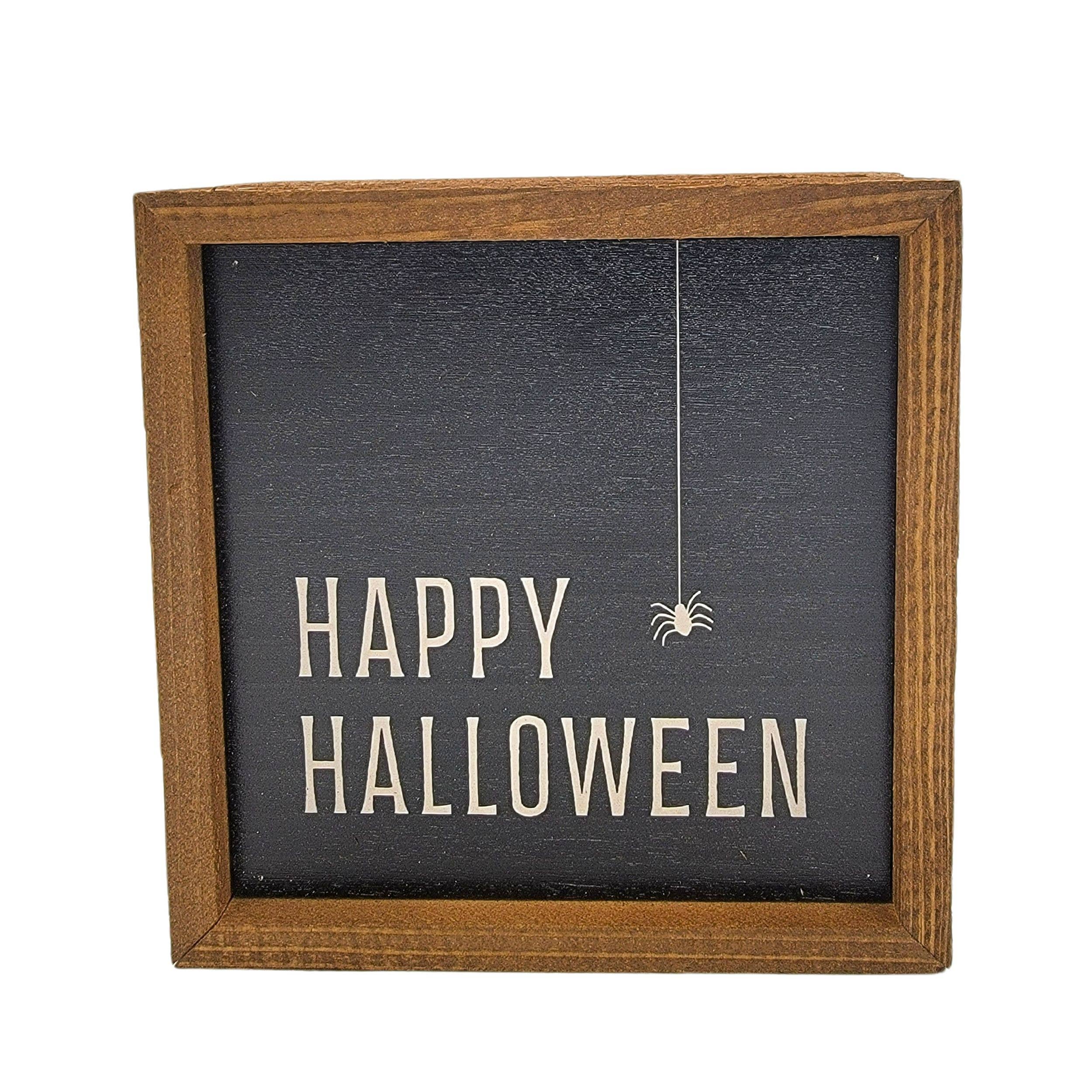 Happy Halloween Spider - Fall Decor - Halloween Sign - Driftless Studios - 6x6