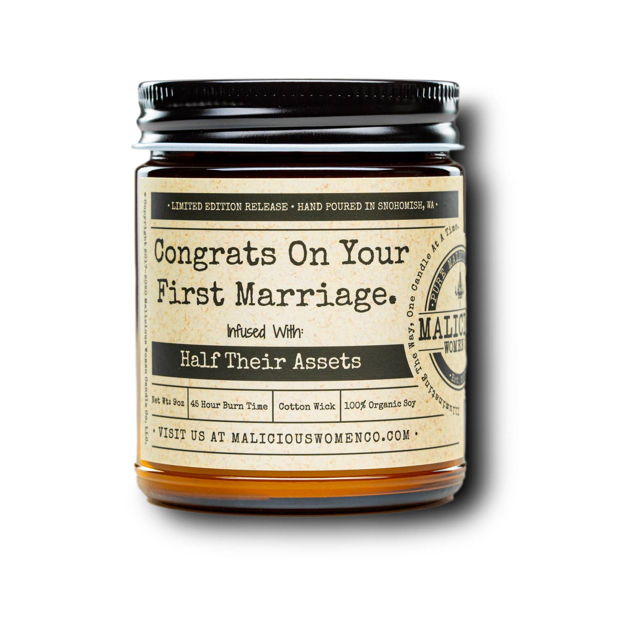 Congrats On Your First Marriage.- Malicious Women Candle Co