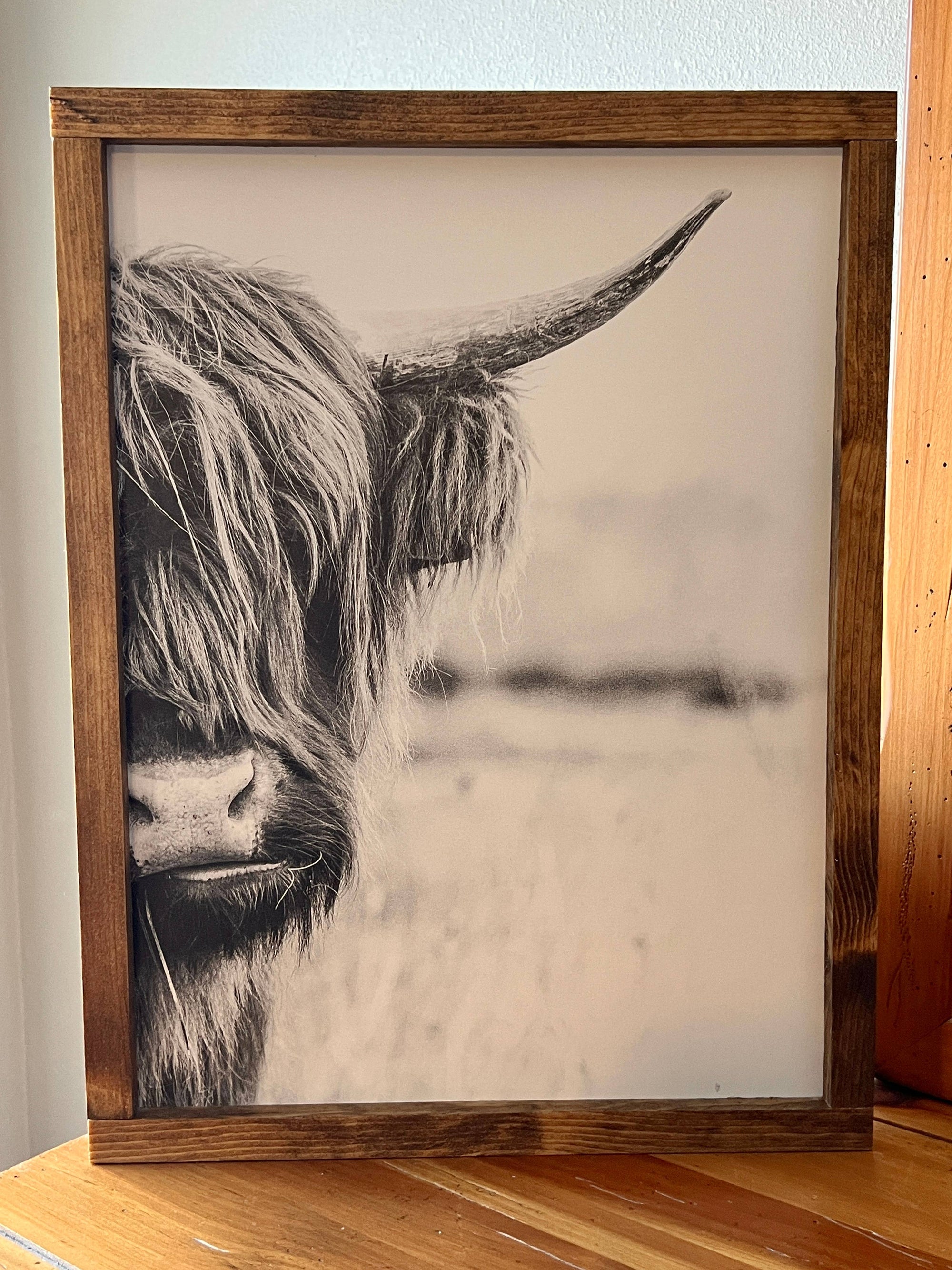 Highland Cow Side Wood Sign