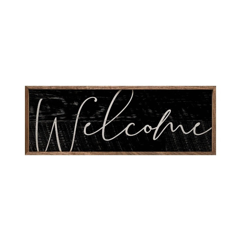 "Welcome" Chalk Black Wood Sign