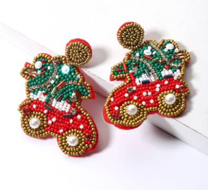 Seed Bead Christmas Car earrings