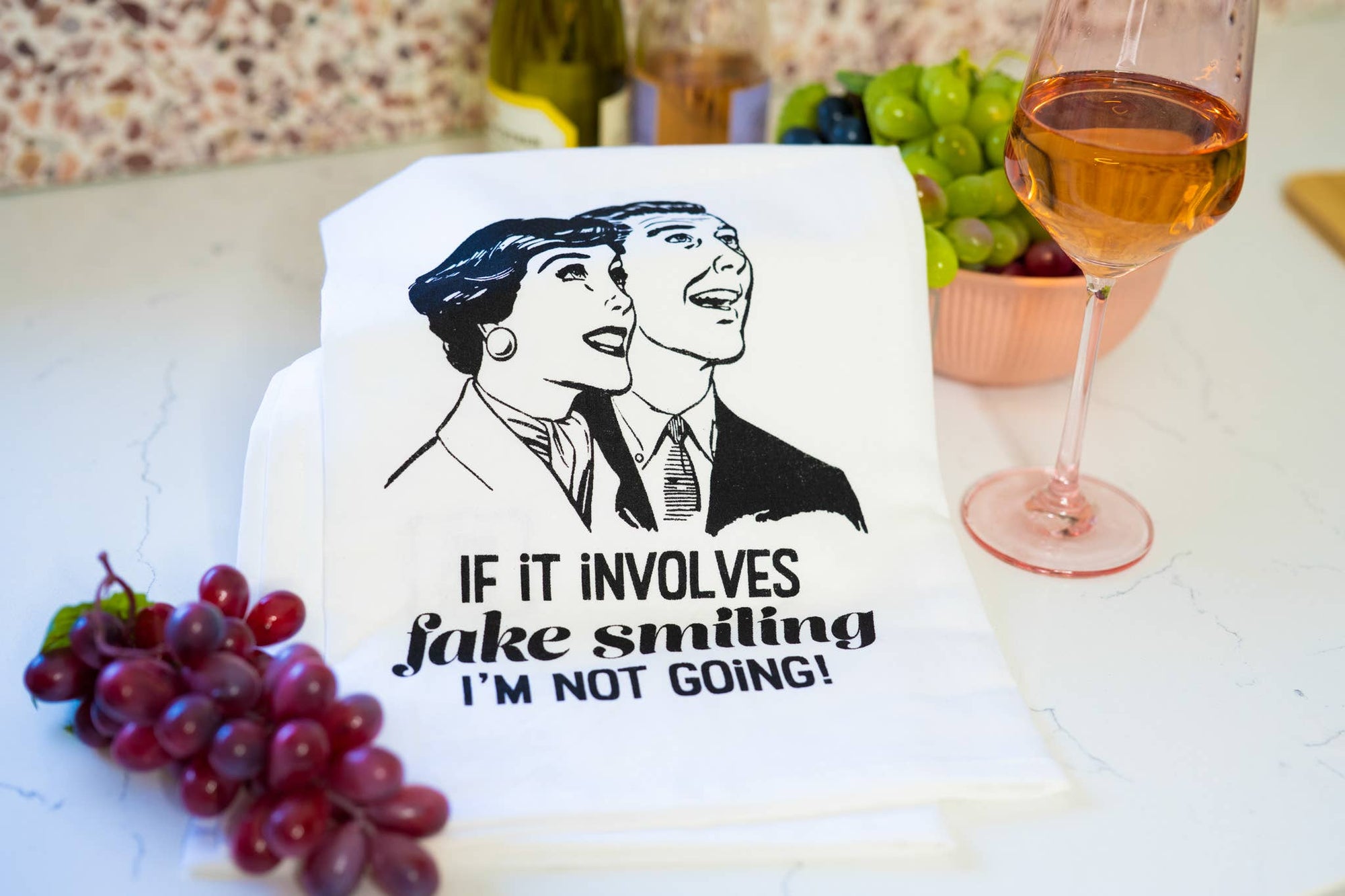 Twisted Wares - If It Involves Fake Smiling | Funny Kitchen Towels