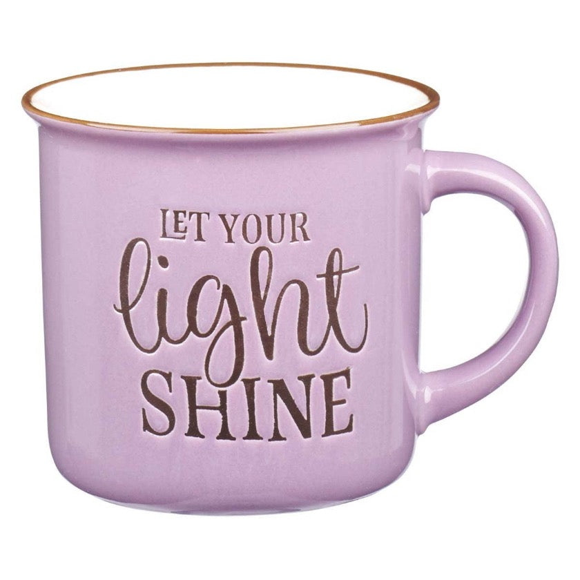 Christian Art Gifts - Let Your Light Shine Lavender Camp-style Mug