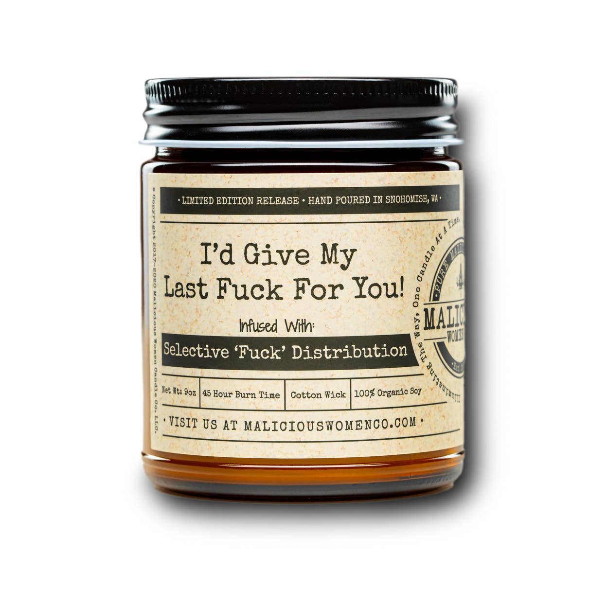 I'd Give My Last Fuck For You! - Malicious Women Candle Co