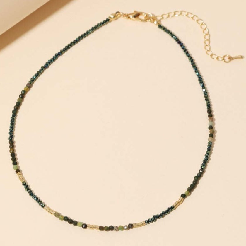 Dainty Glass Beaded Clasp Chain Necklace